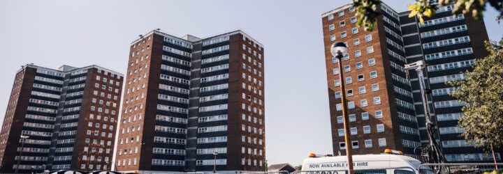 External shot of social housing tower blocks in Thurrock