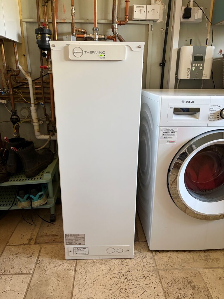 Thermino heat battery next to washing machine